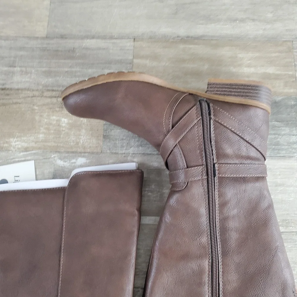 LifeStride Xtrovert Women Riding Boots Sz 7 M Wide‎ Calf Knee-High Side Zip
